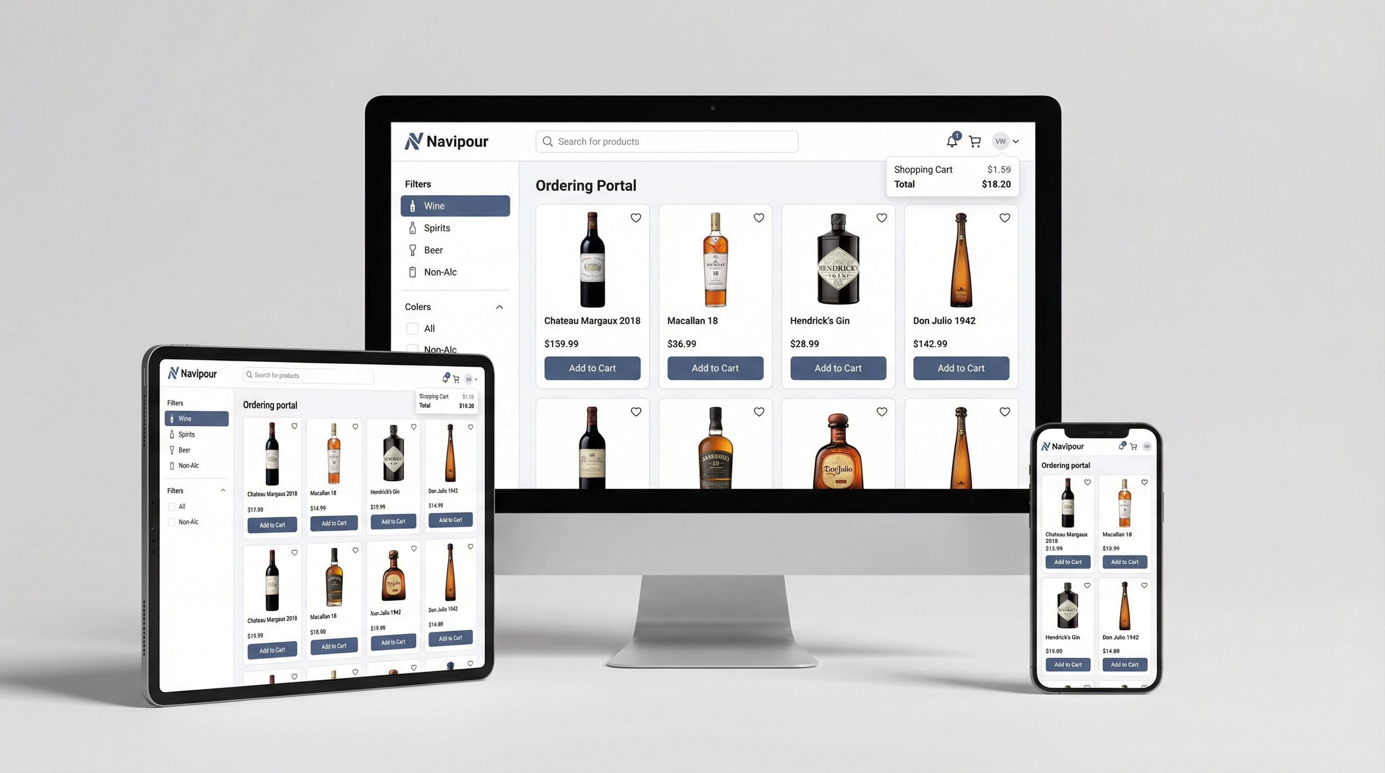 Modern ordering portal on multiple devices